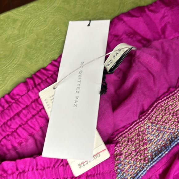 Anthropologie, NWT - Silk Fushia Skirt with delicate beaded waist, Sz M ($258) - Picture 9 of 9